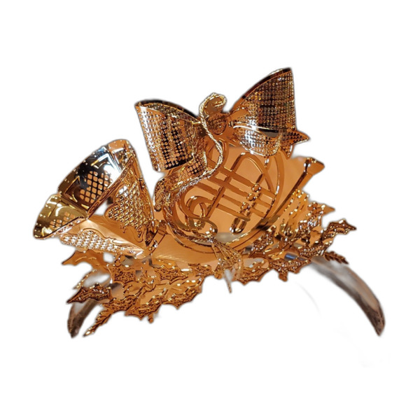 Danbury Mint Vintage 1997 French Horn Christmas Ornament 23kt Gold Brass Boxed - Picture 4 of 8